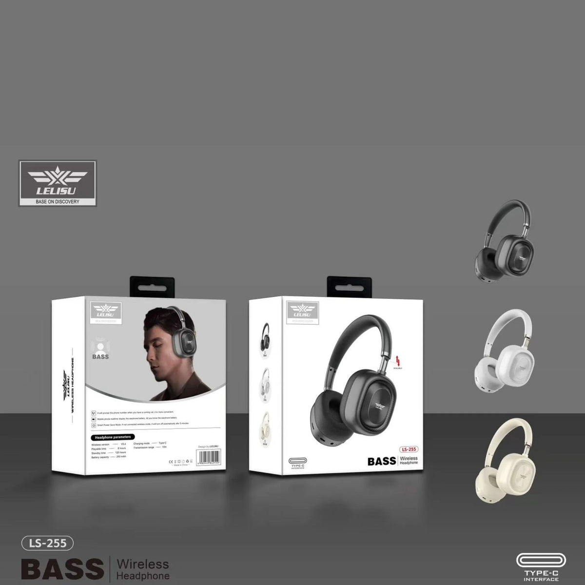 y52- Lelisu LS-255 Bass Wireless Headphones | Bluetooth Over-Ear Headset with Type-C Interface