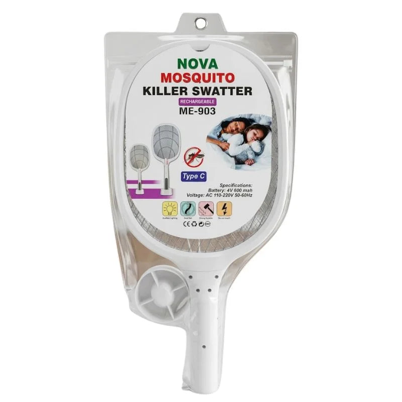 y42- Nova USB Rechargeable Mosquito Racket | ME-903 Model | | Electric Insect Killer Swatter | For Indoor & Outdoor Use