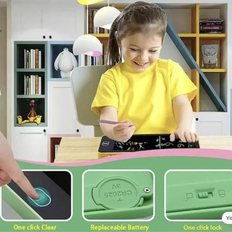 y37- LCD Drawing Pen Case for Kids | Writing Tablet Pencil Box with Screen Lock & One-Key Erase | Random Color
