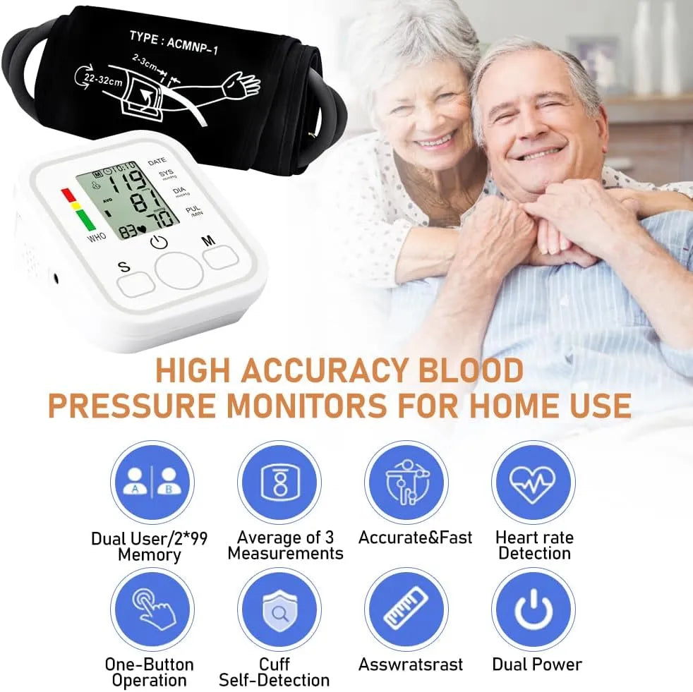 y48- Digital Blood Pressure Monitor | Upper Arm Automatic BP Machine with Large LCD Display, Memory Storage & Voice Function