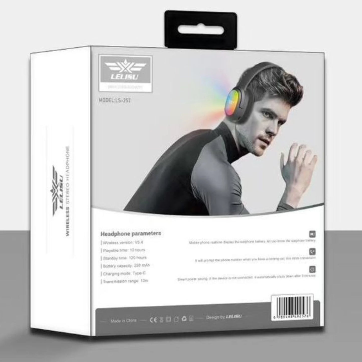 y50- Lelisu LS-257 Wireless Stereo Headphones | Bluetooth 5.4 Over-Ear Headset with Type-C Charging & LED Lights