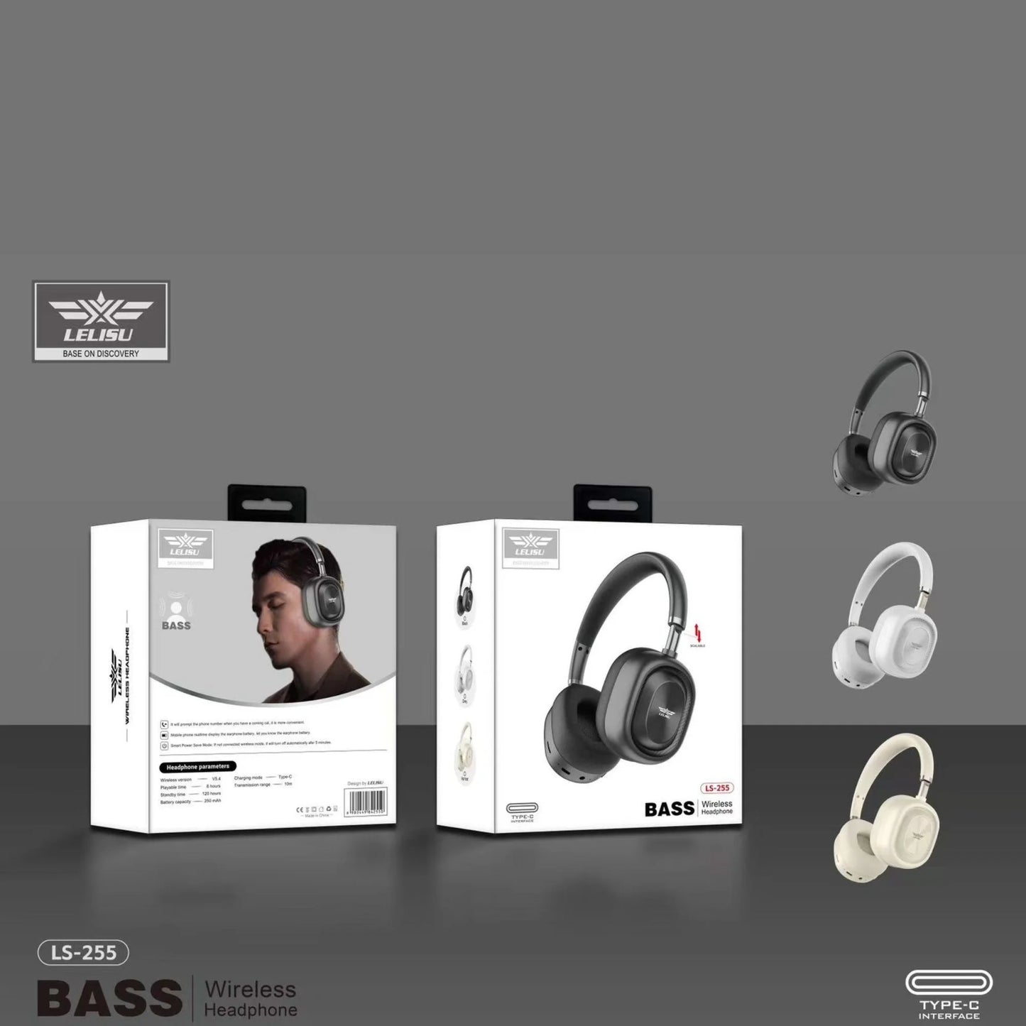 y52- Lelisu LS-255 Bass Wireless Headphones | Bluetooth Over-Ear Headset with Type-C Interface
