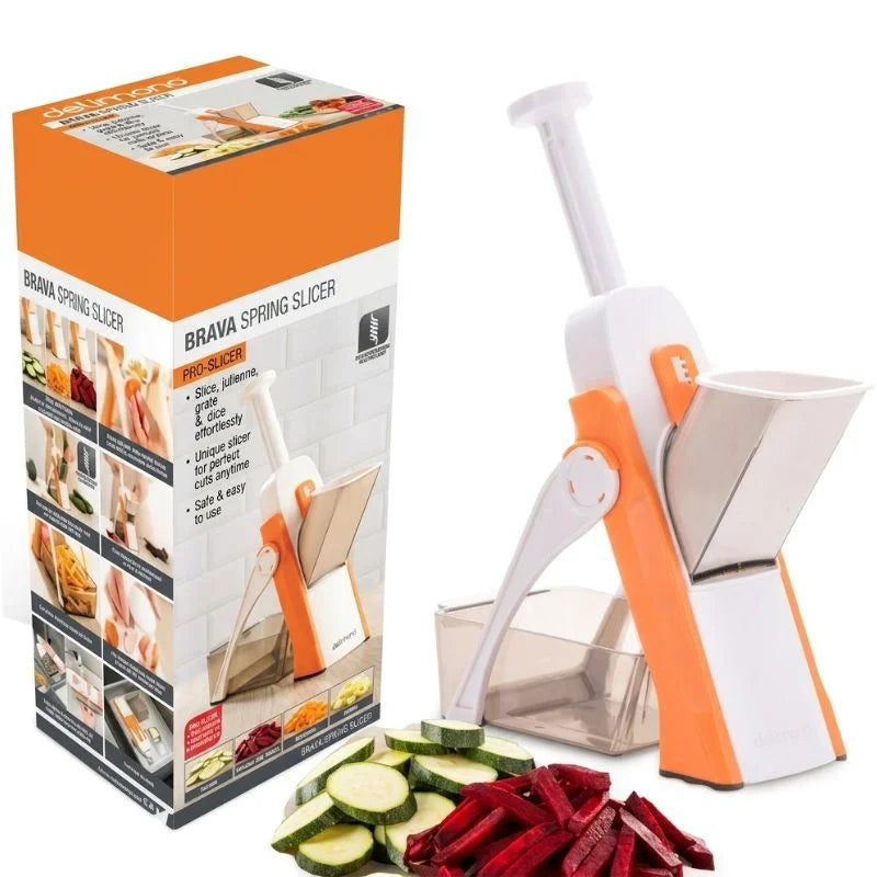 y15- Brava Spring Vegetable Slicer Chopper | Manual Mandoline Cutter / Grinder | Multi-Function Fruit  &  Vegetable Slicer
