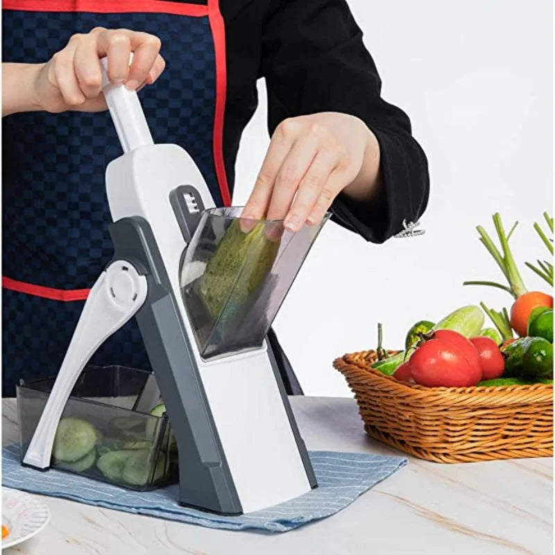 y15- Brava Spring Vegetable Slicer Chopper | Manual Mandoline Cutter / Grinder | Multi-Function Fruit  &  Vegetable Slicer