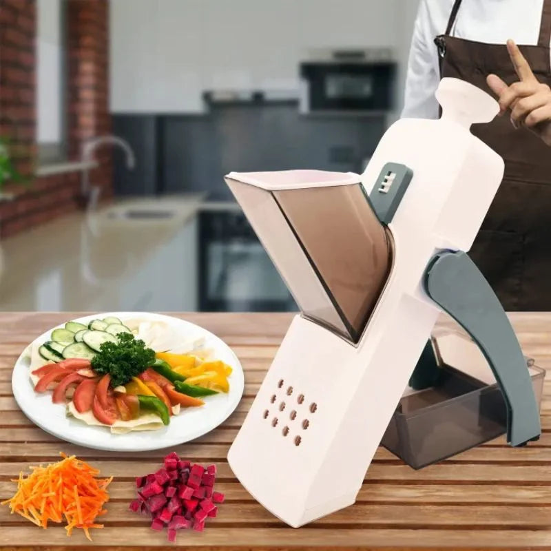 y15- Brava Spring Vegetable Slicer Chopper | Manual Mandoline Cutter / Grinder | Multi-Function Fruit  &  Vegetable Slicer
