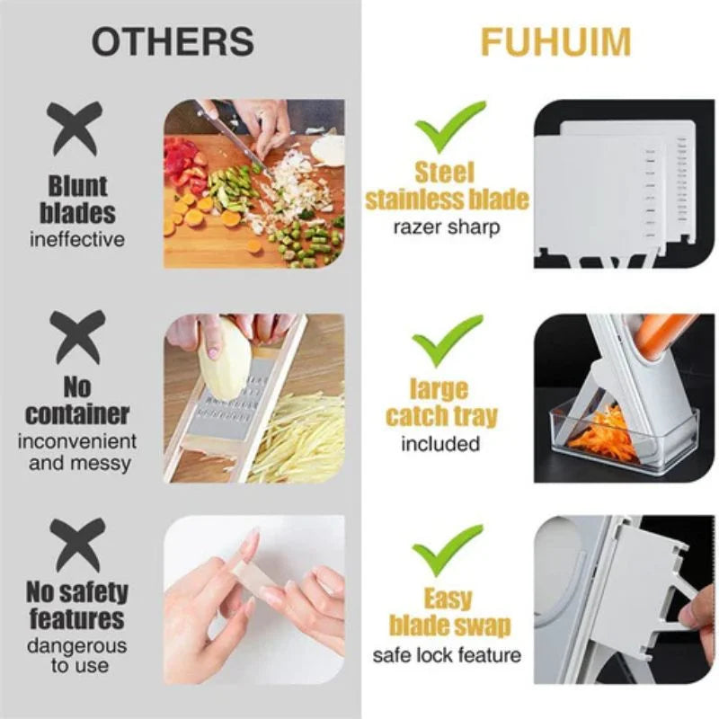 y15- Brava Spring Vegetable Slicer Chopper | Manual Mandoline Cutter / Grinder | Multi-Function Fruit  &  Vegetable Slicer