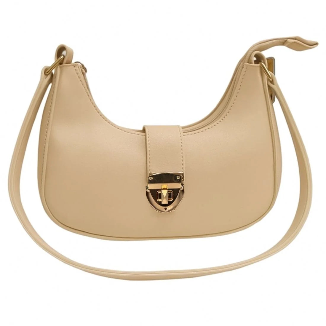 y60- Crescent Leather Luxury Shoulder Bag for Women | Skin Color