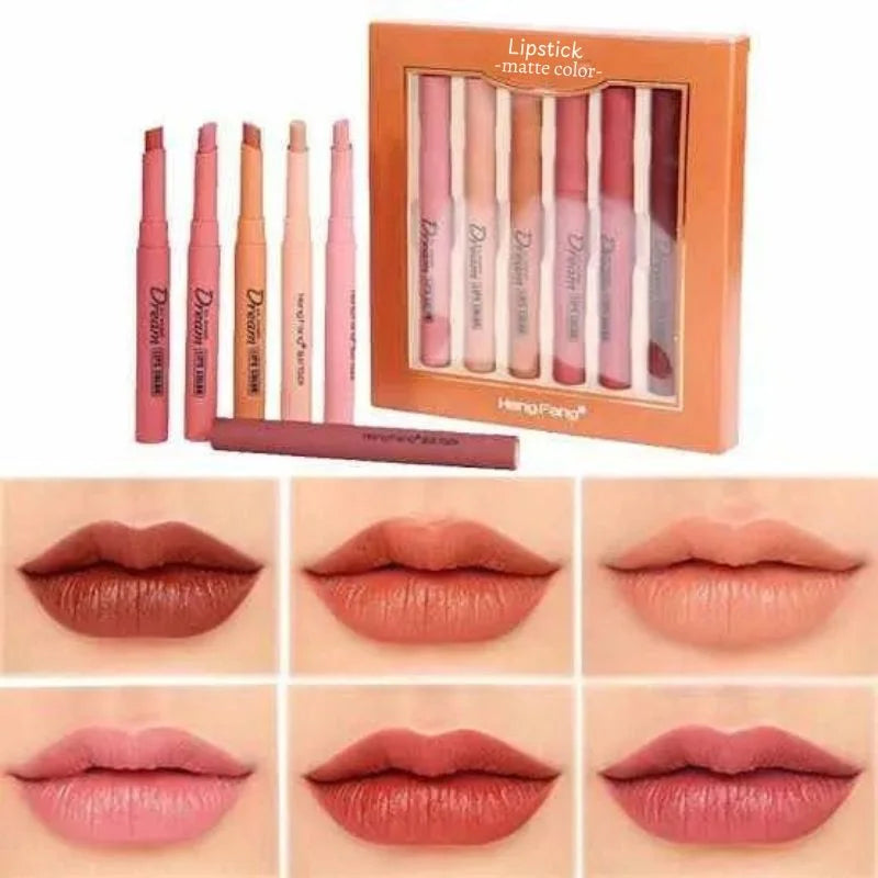 y88- Hengfang Matte Dream Lipstick Set – 6-Piece Long-Lasting Nude Shades | Waterproof, Smooth Finish
