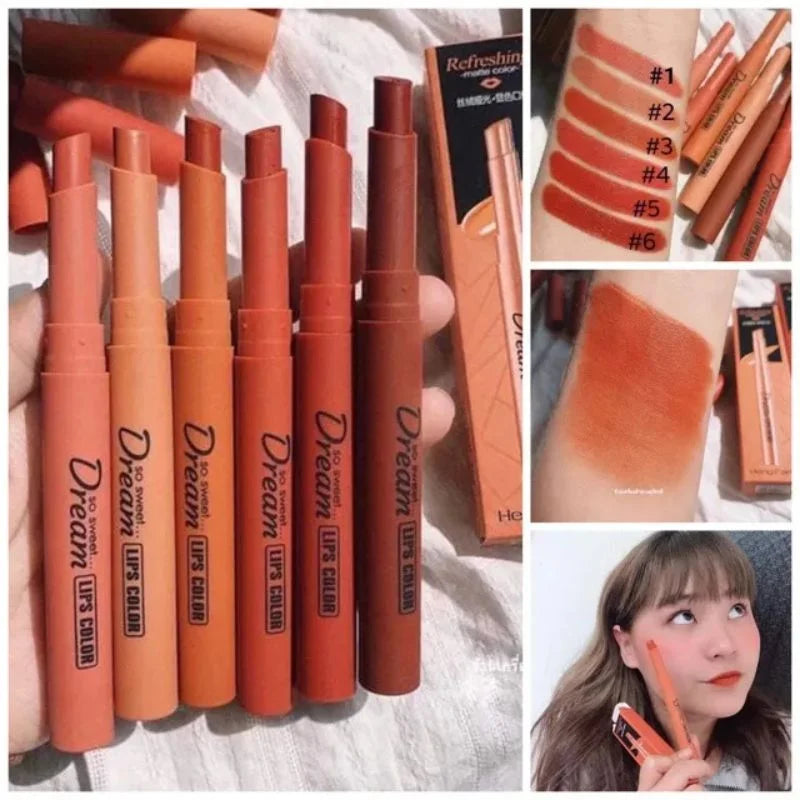 y88- Hengfang Matte Dream Lipstick Set – 6-Piece Long-Lasting Nude Shades | Waterproof, Smooth Finish