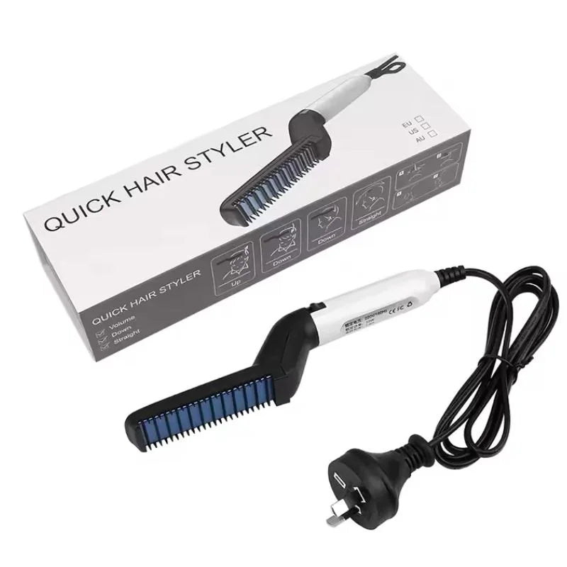 y83- Hair & Beard Straightener Comb for Men | Multifunction Electric Hair & Beard Styling Brush | Quick Heating Ceramic Straightener