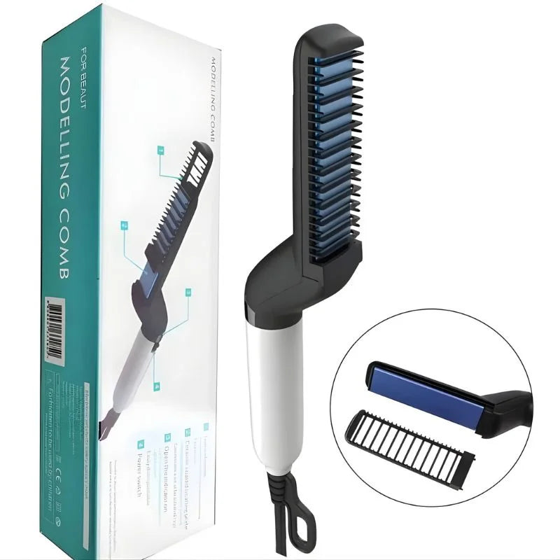 y83- Hair & Beard Straightener Comb for Men | Multifunction Electric Hair & Beard Styling Brush | Quick Heating Ceramic Straightener
