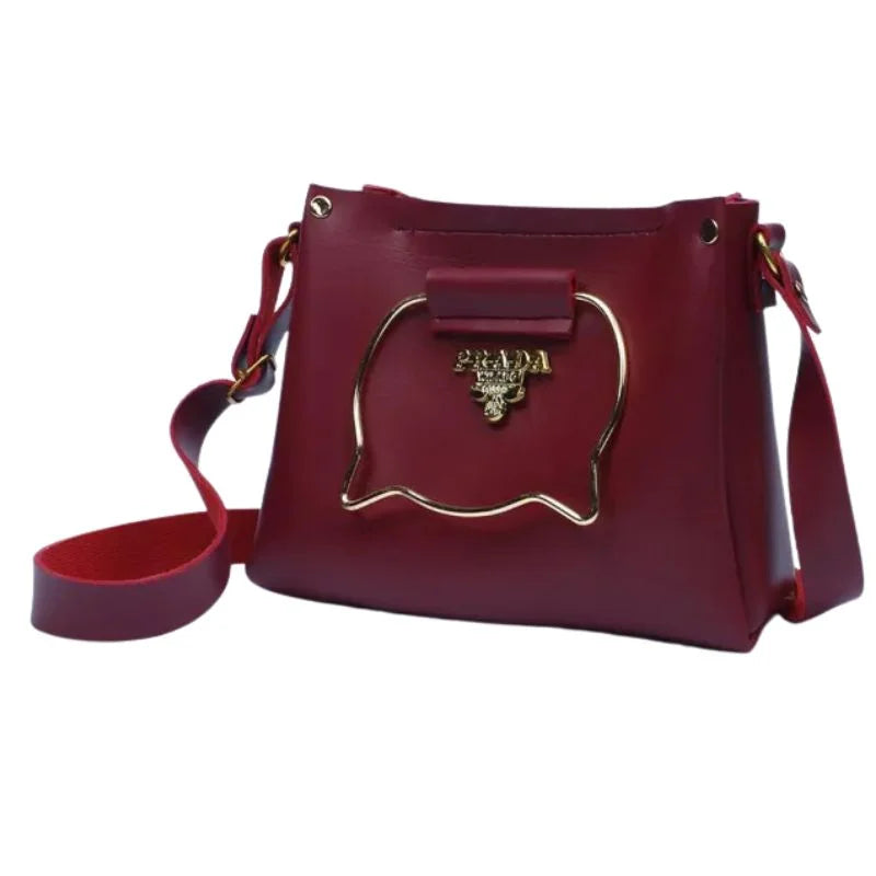 y64- Maroon Elegant Cat Handle Handbag for Girls & Ladies | Stylish Shoulder & Crossbody Bag with Gold Accents | Adjustable Strap