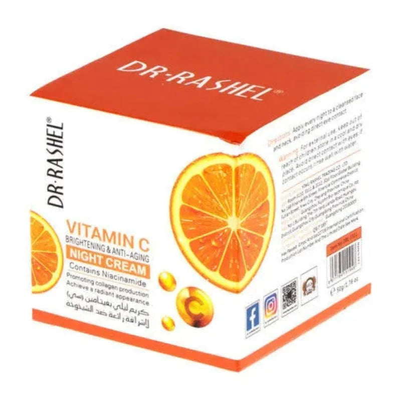 y92- Dr. Rashel Vitamin C Brightening & Anti-Aging NIGHT Cream | Deep Repair & Skin Renewal Moisturizer (50 g) | Imported