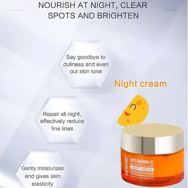 y92- Dr. Rashel Vitamin C Brightening & Anti-Aging NIGHT Cream | Deep Repair & Skin Renewal Moisturizer (50 g) | Imported
