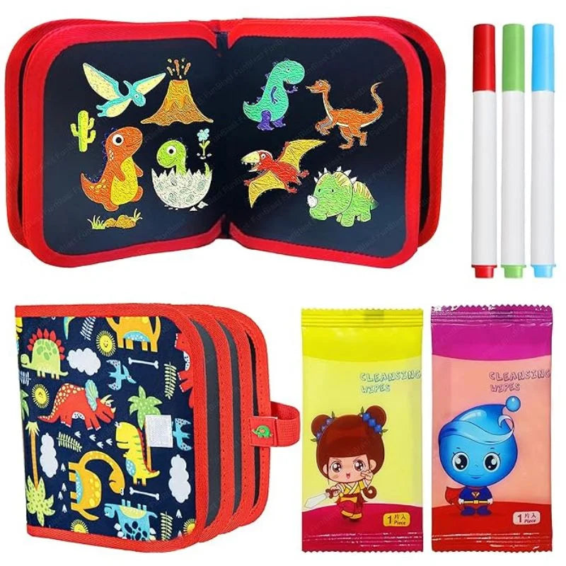 y36- Erasable Doodle Drawing Book for Kids | Reusable Waterproof Activity Book with 3 Pens & 3 Wipes | Random Designs