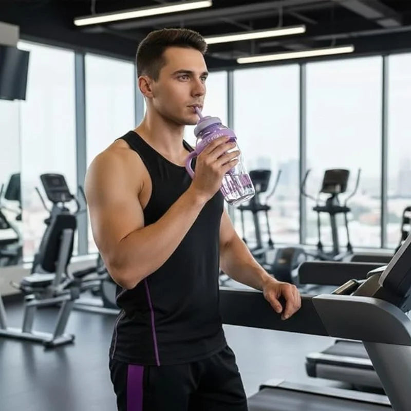 y35- Ice Cream Water Bottle with Straw & Tea Infuser | 1400ml  |  | Large Capacity Gym & Summer Drink Bottle | Random color
