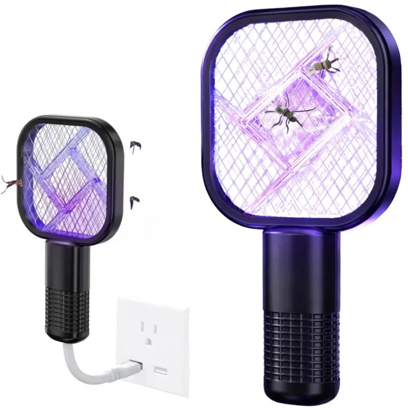 y34- Portable Mini Mosquito Swatter   | USB Rechargeable Electric Bug Zapper with LED Night Light | Random color