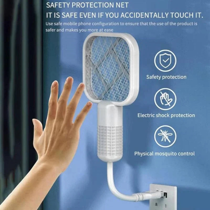 y34- Portable Mini Mosquito Swatter   | USB Rechargeable Electric Bug Zapper with LED Night Light | Random color