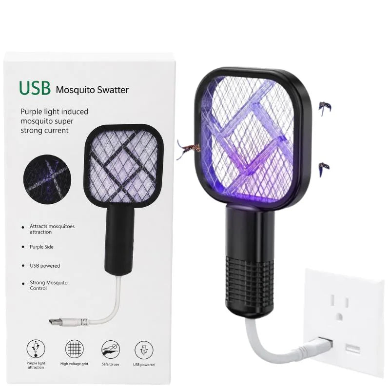 y34- Portable Mini Mosquito Swatter   | USB Rechargeable Electric Bug Zapper with LED Night Light | Random color