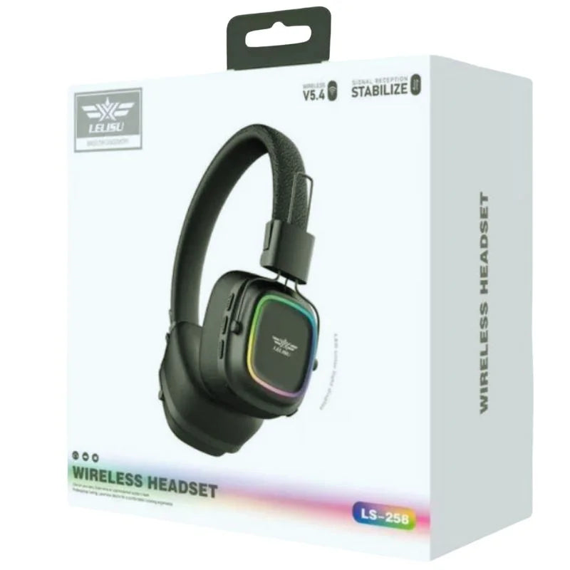 y49- Lelisu LS-258 Wireless Stereo Headphones | Bluetooth 5.4 Over-Ear Headset with Type-C Charging & LED Lights