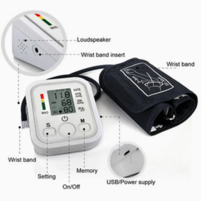 y48- Digital Blood Pressure Monitor | Upper Arm Automatic BP Machine with Large LCD Display, Memory Storage & Voice Function