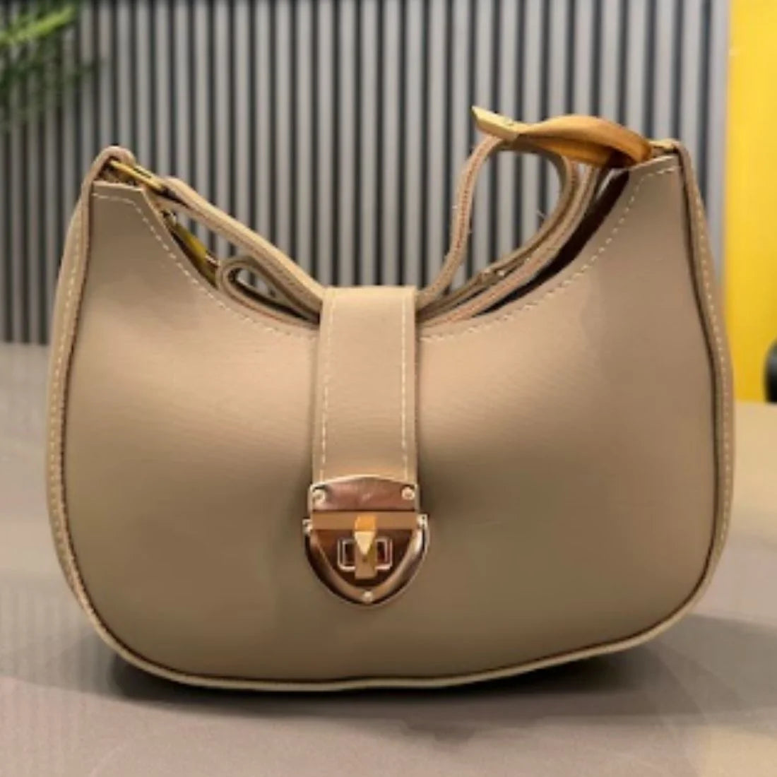 y60- Crescent Leather Luxury Shoulder Bag for Women | Skin Color