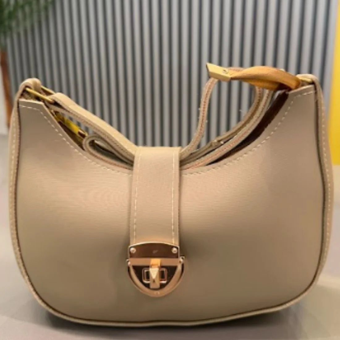 y60- Crescent Leather Luxury Shoulder Bag for Women | Skin Color