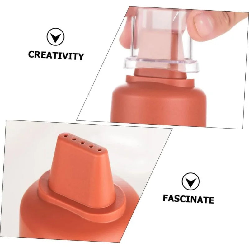 y29- 5 Hole Squeeze Sauce Bottle | Refillable Condiment Dispenser with Lid | Multipurpose Ketchup & Hot Sauce Bottle for Kitchen | Black Cap