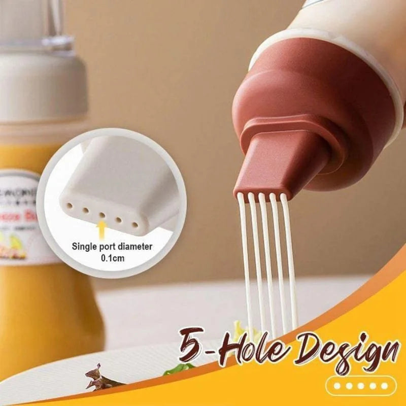 y29- 5 Hole Squeeze Sauce Bottle | Refillable Condiment Dispenser with Lid | Multipurpose Ketchup & Hot Sauce Bottle for Kitchen | Black Cap