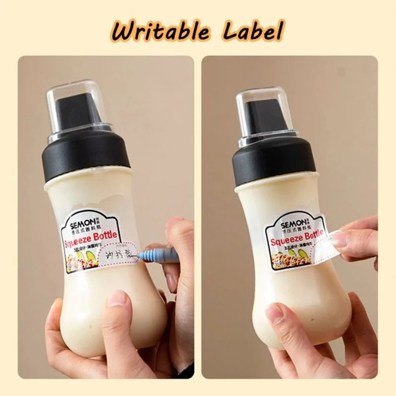 y29- 5 Hole Squeeze Sauce Bottle | Refillable Condiment Dispenser with Lid | Multipurpose Ketchup & Hot Sauce Bottle for Kitchen | Black Cap