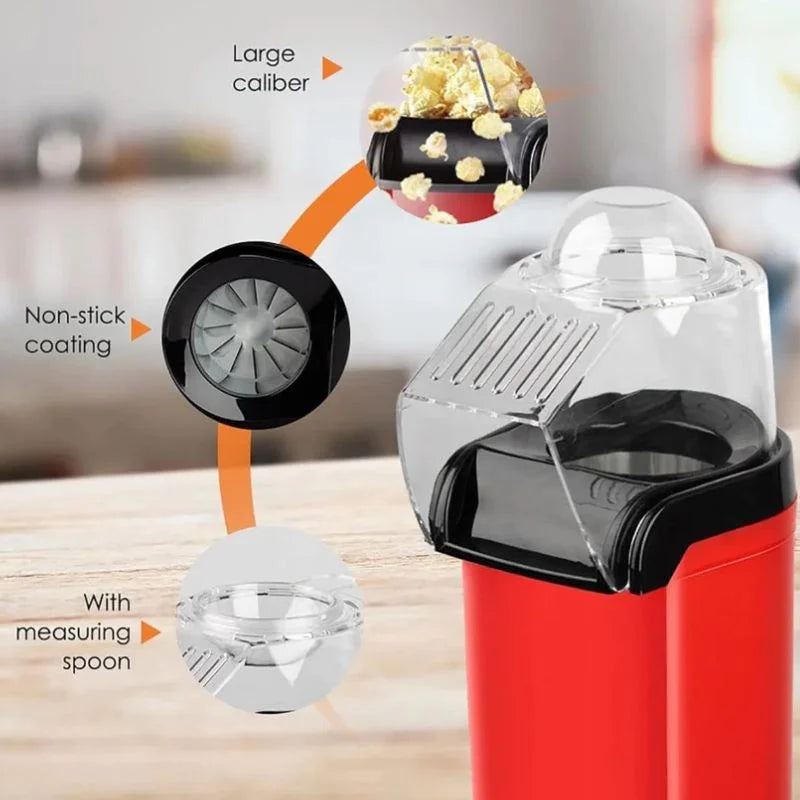 y40- Oil Free Mini Popcorn Maker  | Hot Air Popcorn Machine | Electric Popcorn Popper for Home & Kids | 1200W