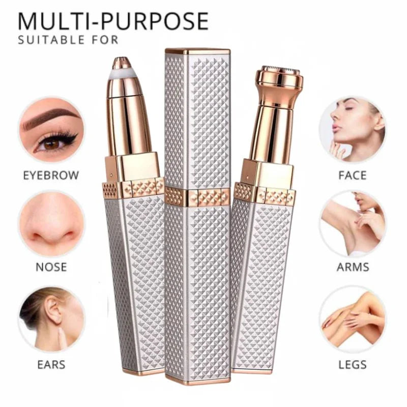 y85- 2-in-1 Flawless Facial Hair Remover & Eyebrow Trimmer | USB Rechargeable, Painless & Portable | Silver Color