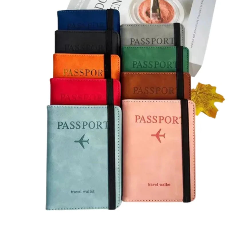 y32- RFID Blocking Passport Wallet  | PU Leather Travel Document Holder with Card & Cash Pockets | Random Color
