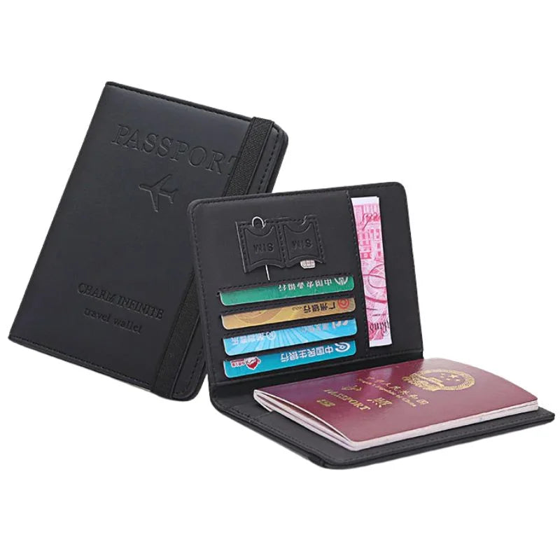 y32- RFID Blocking Passport Wallet  | PU Leather Travel Document Holder with Card & Cash Pockets | Random Color