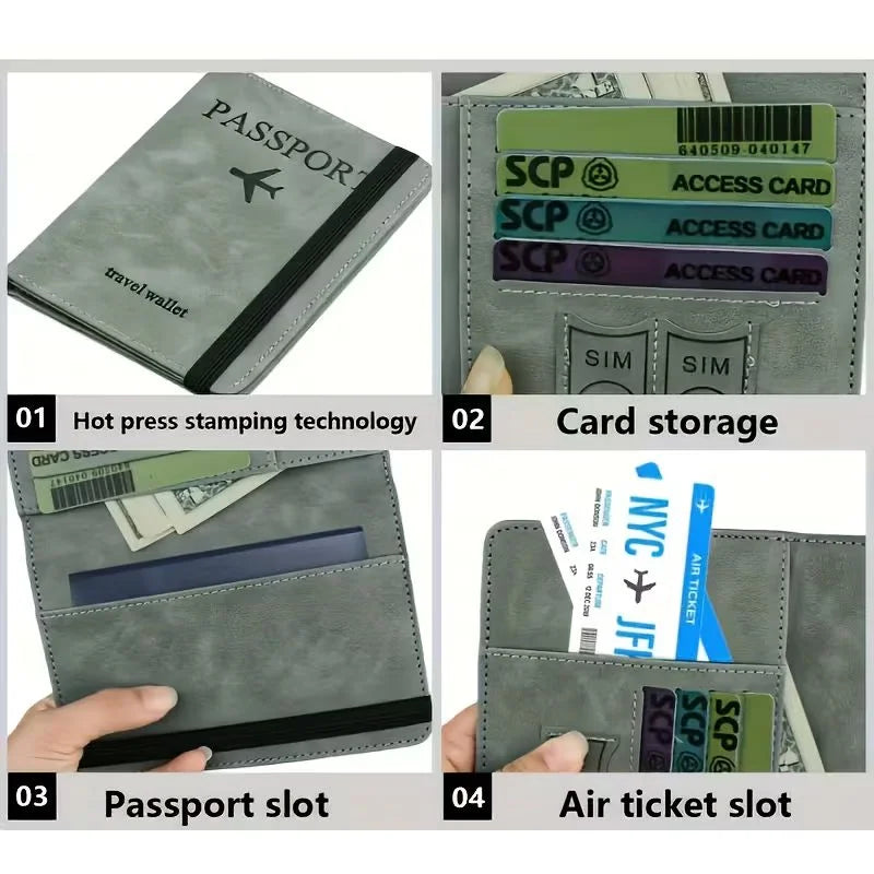 y32- RFID Blocking Passport Wallet  | PU Leather Travel Document Holder with Card & Cash Pockets | Random Color