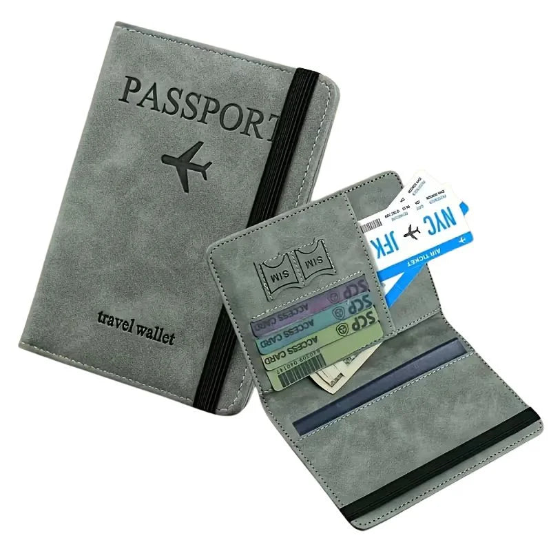 y32- RFID Blocking Passport Wallet  | PU Leather Travel Document Holder with Card & Cash Pockets | Random Color