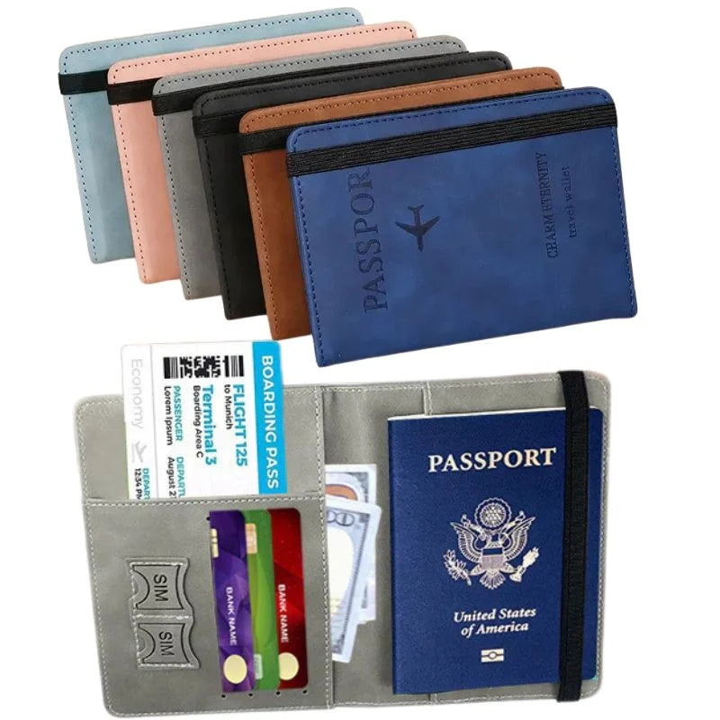 y32- RFID Blocking Passport Wallet  | PU Leather Travel Document Holder with Card & Cash Pockets | Random Color