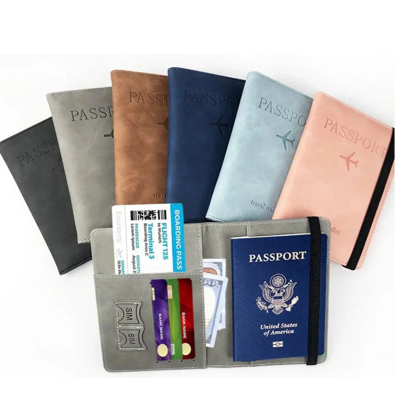 y32- RFID Blocking Passport Wallet  | PU Leather Travel Document Holder with Card & Cash Pockets | Random Color