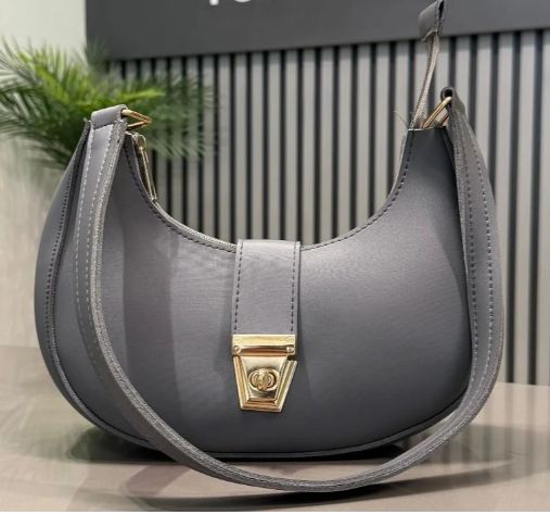y59- Crescent Luxury Faux Leather Shoulder Bag | Dark Gray Elegant Handbag for Women