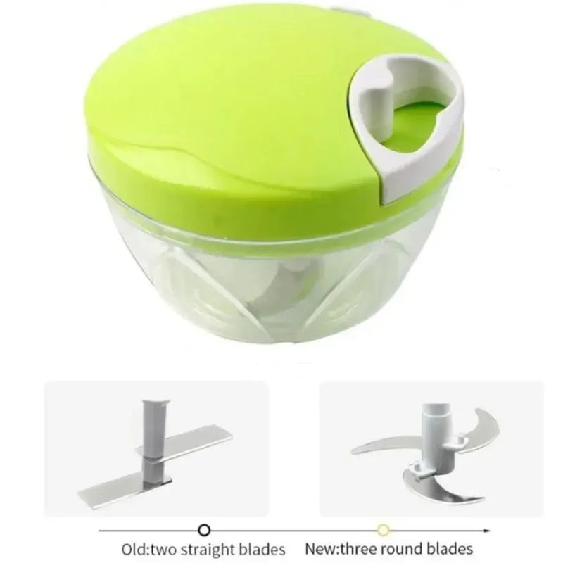 y17- Manual Mini Hand Pull Food Chopper | Spin Cutter Vegetable & Fruit Chopper | Food Processor for Onion, Garlic, Salad & Kitchen Use