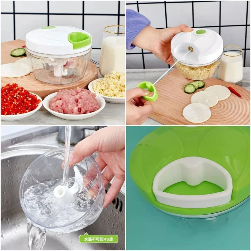 y17- Manual Mini Hand Pull Food Chopper | Spin Cutter Vegetable & Fruit Chopper | Food Processor for Onion, Garlic, Salad & Kitchen Use