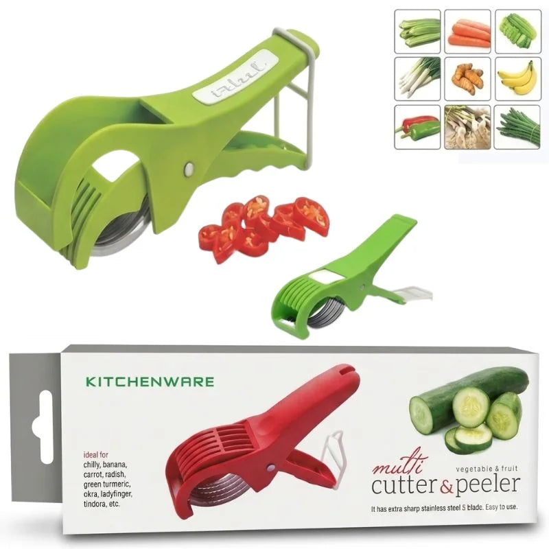 y16- 5 Blade Vegetable & Fruit Cutter and Slicer | Multipurpose Vegetable Chopper & Fruit Slicer |  Kitchen Cutter with 5 Stainless Steel Blades | Multiple Colors