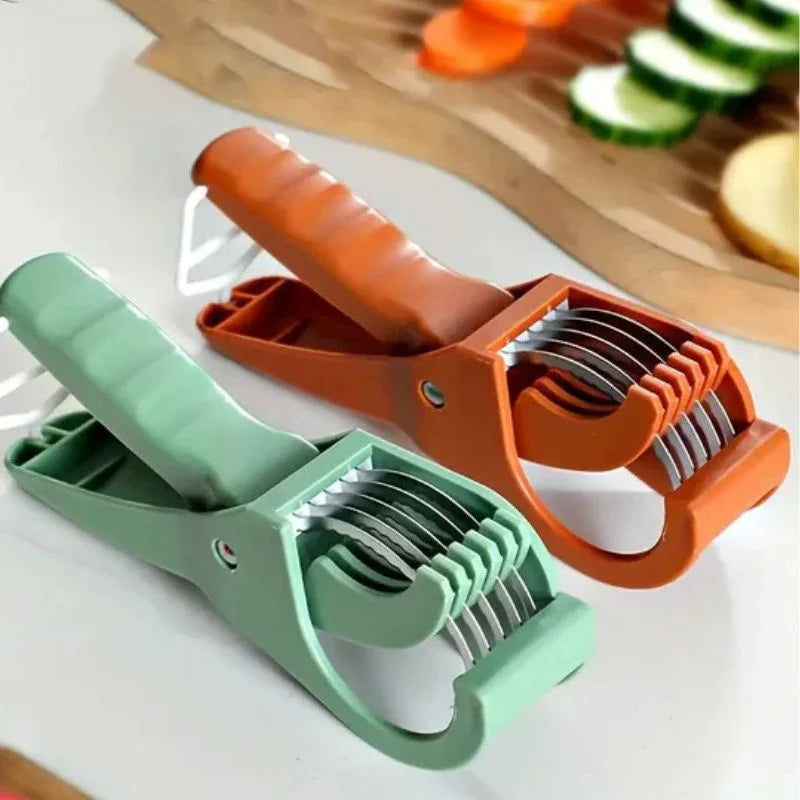 y16- 5 Blade Vegetable & Fruit Cutter and Slicer | Multipurpose Vegetable Chopper & Fruit Slicer |  Kitchen Cutter with 5 Stainless Steel Blades | Multiple Colors