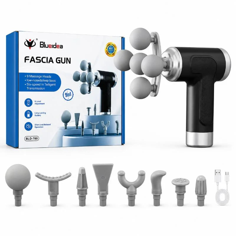 26- Five Head Massage Gun  | Rechargeable Deep Tissue Muscle Massager | 9 Massage Heads | 6 Speed Levels | Model  BLD-780 | Random color