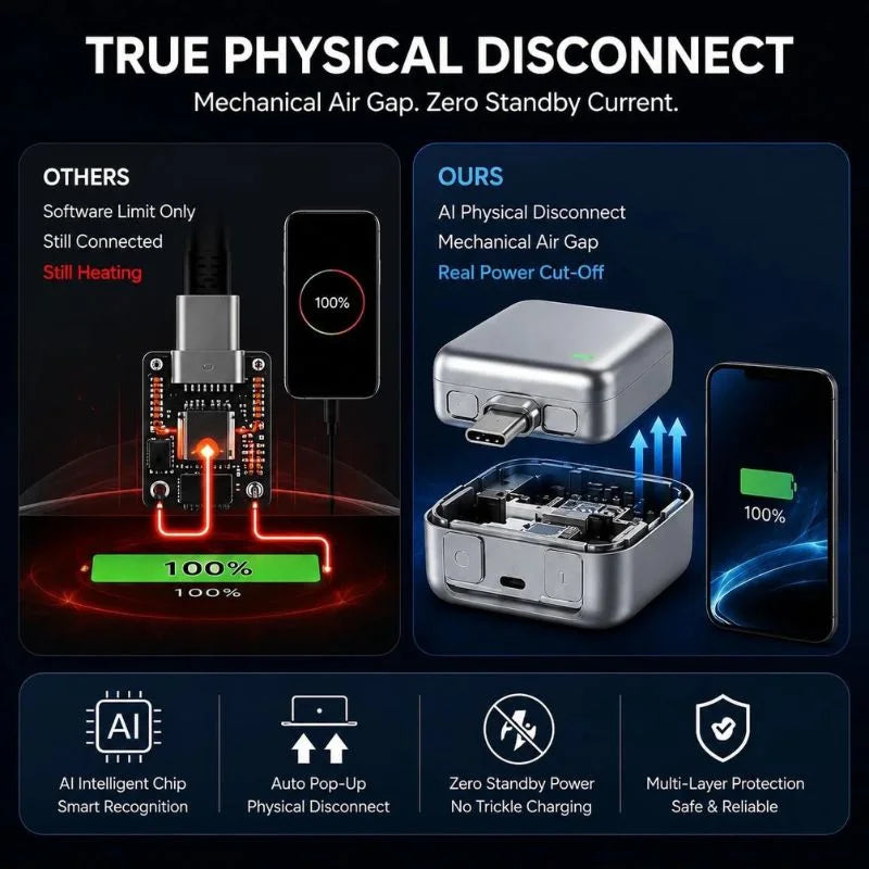 y25- Automatic Charging Disconnector | Model LX-007 | Smart Auto Power Cut-Off Battery Protector | Type-C to Type-C Fast Charging Guardian