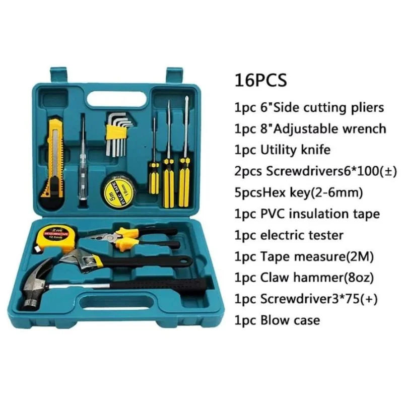 y23- 12-in-1 Home Tool Kit  | Multi-Purpose Household Repair Tool Set | Hardware Toolkit with Durable Storage Box