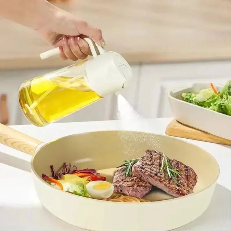 y19- 2-in-1 Glass Oil Spray Bottle & Dispenser with Pouring Spout | Kitchen Oil Mister for Air Fryer, BBQ & Cooking| 450ml