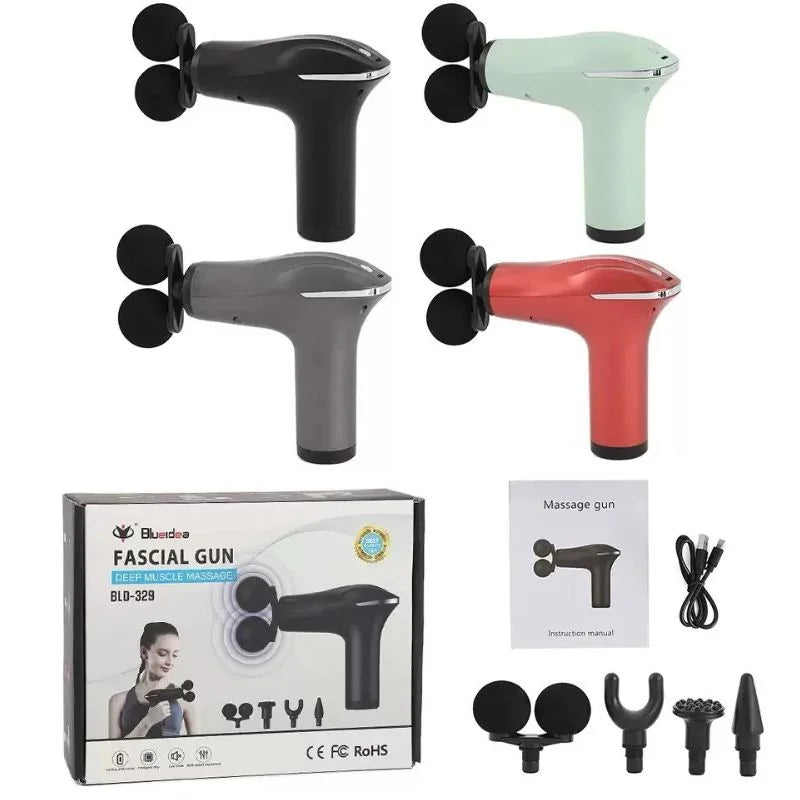 y27- Fascial Tissue Massage Gun | Model BLD-329 | Rechargeable Massage Gun | LCD Display | 4 Massage Heads for Muscle Recovery & Pain Relief